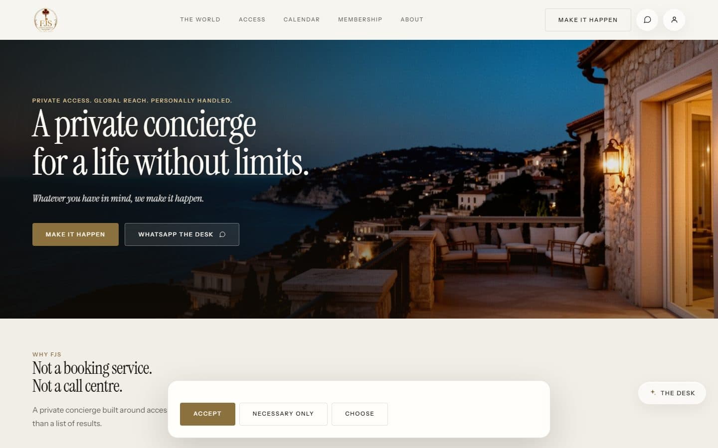 The FJS Concierge homepage